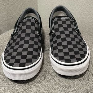 Vans Classic Slip Ons (Black/pewter checkerboard)